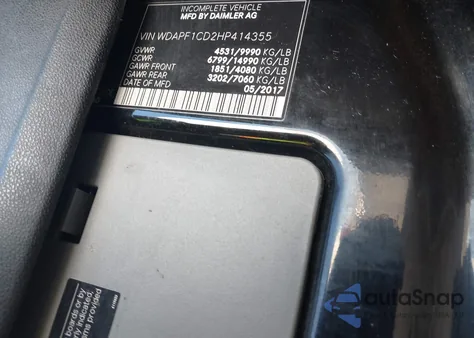 2017 Mercedes-Benz Sprinter 3500 High Roof V6 z USA, uszkodzony, nr VIN WDAPF1CD2HP414355